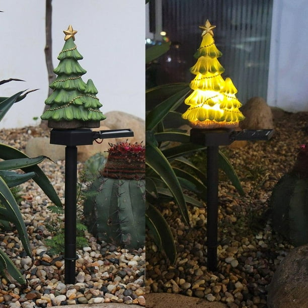 2pcs Christmas Tree Solar LED Lawn Lamp Spike Outdoor Garden Colorful Light CA 2pcs Christmas Tree Solar LED Lawn Lamp Spike Outdoor Garden Colorful Light CA